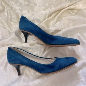 Acne blue suede pointed toe kitten heels size 37